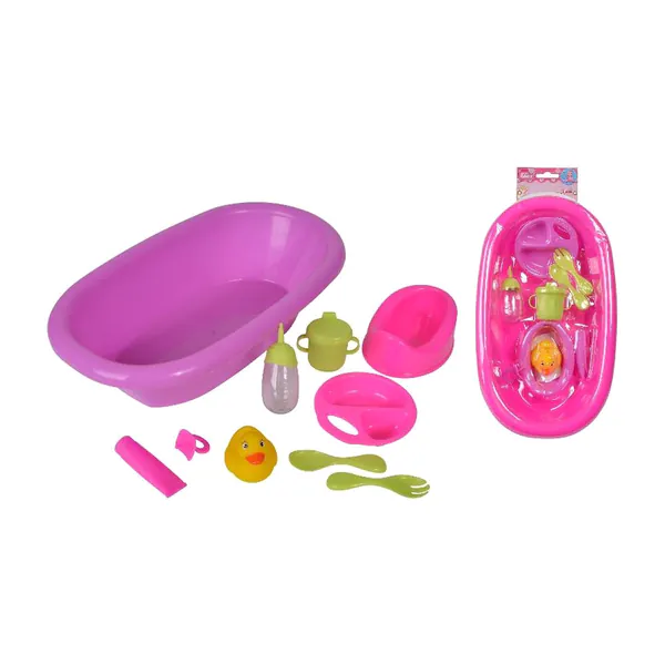 Poppenbadje met accessoires badspeelgoed voor kinderen - inclusief badeendje.