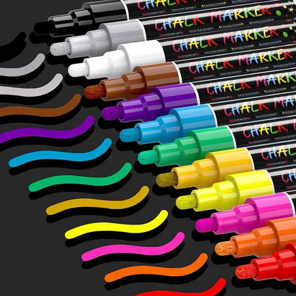 Krijtstiften - Raamstiften Afwasbaar 12 kleuren - Krijtstiften voor krijtbord - Whiteboard Stiften - Waterbasis - Kalkstiften - Krijtmarker - Porselein - Glas