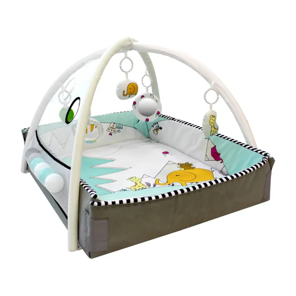 MamaLoes 5-in-1 Multifunctioneel Speelkleed / Ballenbak - Buikligtrainer - Babygym - Speelmat met Boog - Diertjes